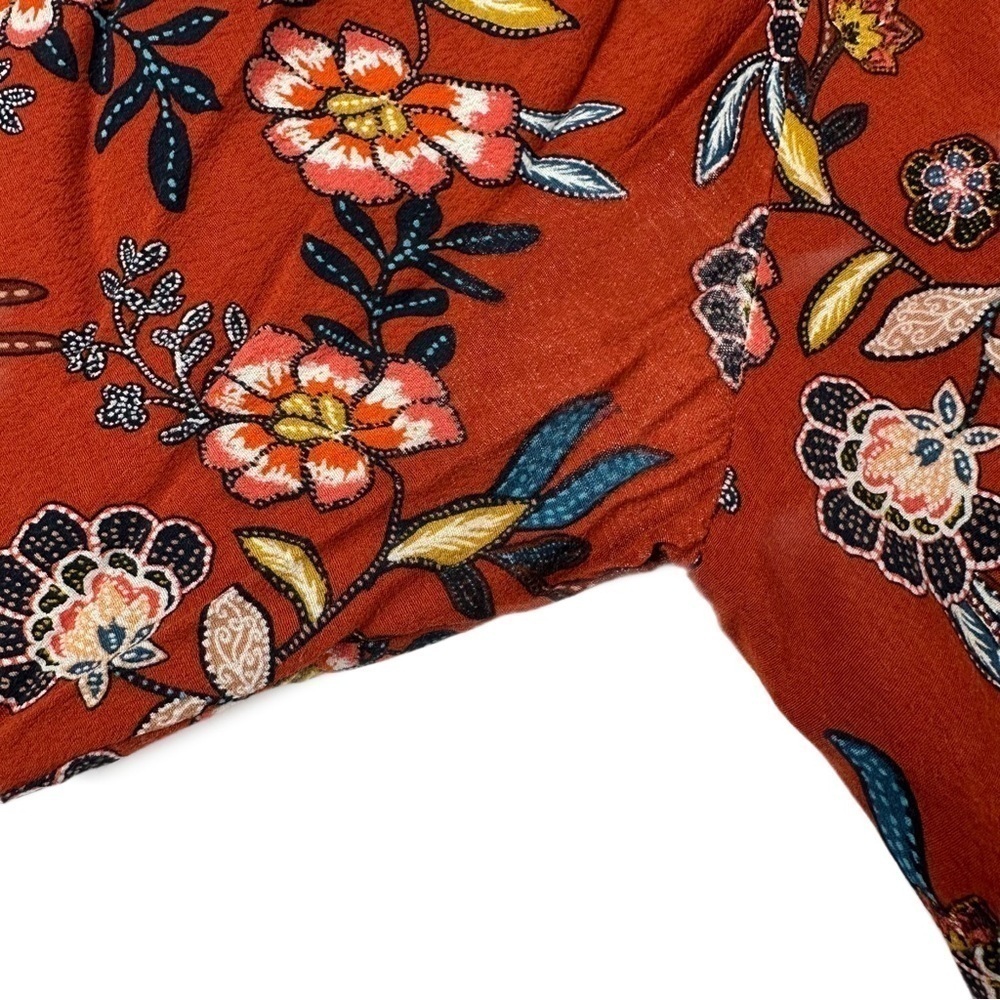 Garnet Hill Red Floral V Neck Midi Dress With Pockets Women’s Size 8 - Picture 5 of 9